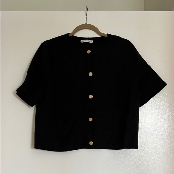 Abercrombie & Fitch Sweaters - Abercrombie & Fitch Black Knit Sweater with Gold Button